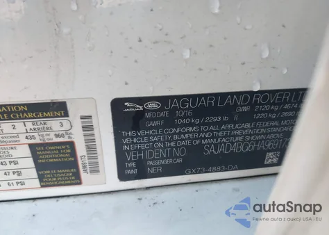 2017 Jaguar Xe 25T Premium z USA, uszkodzony, nr VIN SAJAD4BG6HA969173